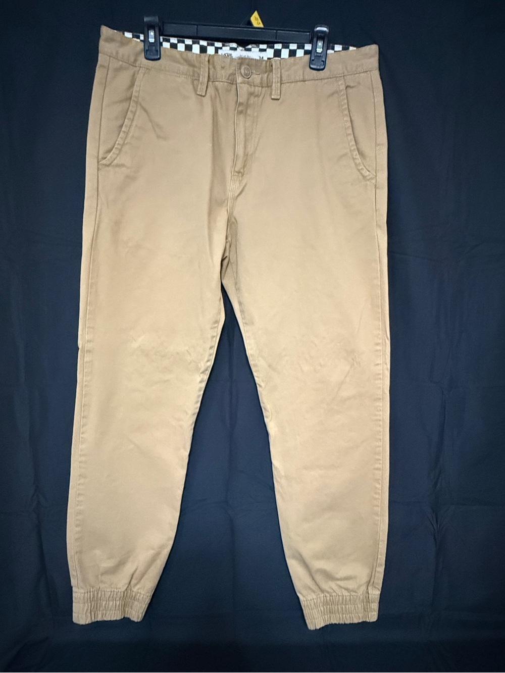 Vans Off the Wall Men's Tan Elastic-Cuff Chino Pants